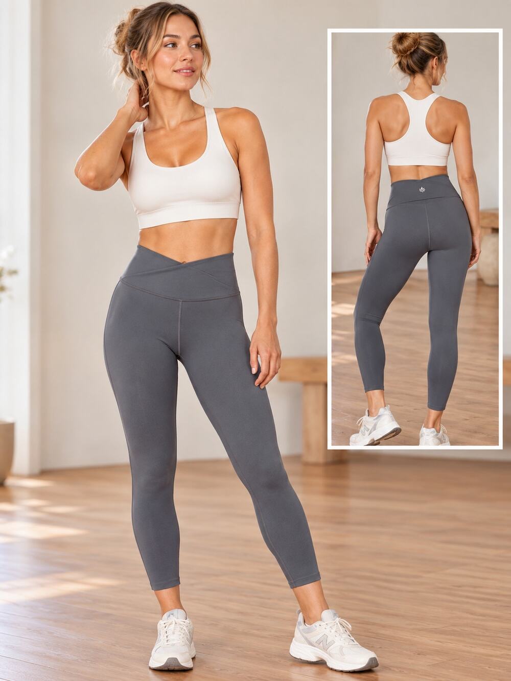 FREE PEOPLE FP Movement Wrap Lose Control Leggings XS Gravelstone Gray